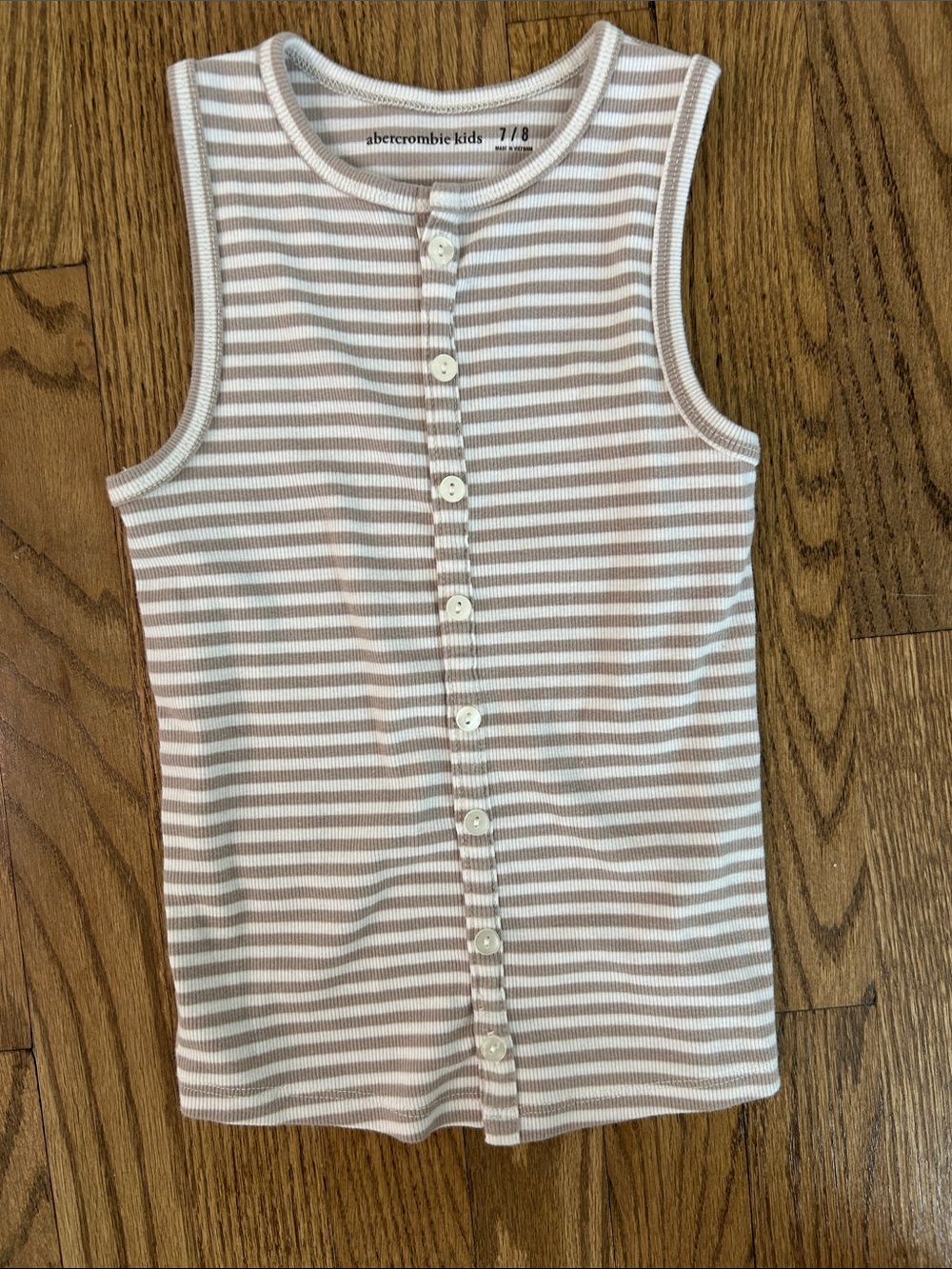 abercrombie kids Gray & White Striped Ribbed Button Tank